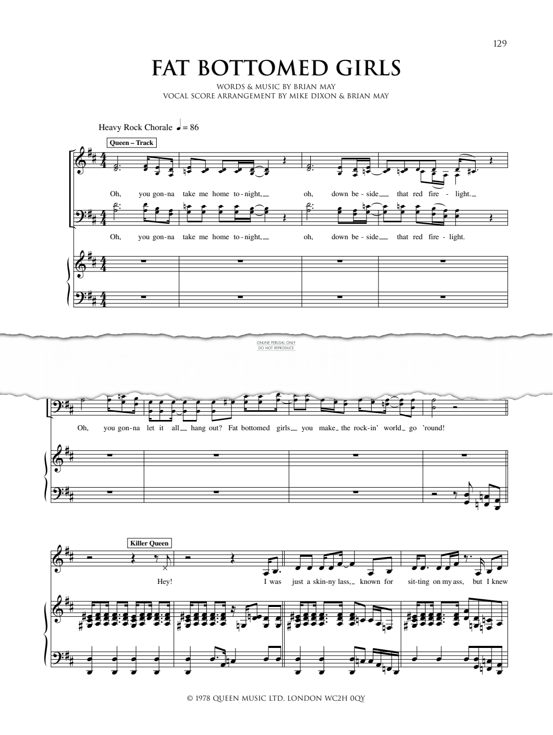 Produktgalerie: Seite 1 von 1 Fat Bottomed Girls (from We Will Rock You), We Will Rock You Cast, Gesang, Gitarre, Klavier