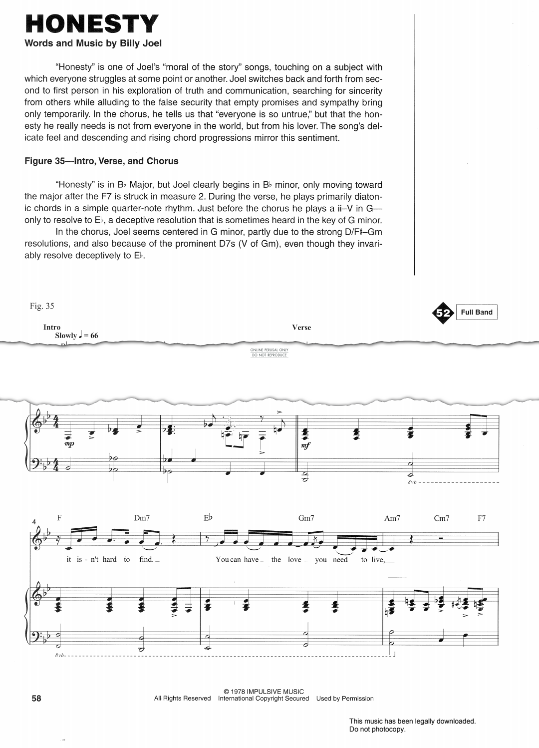 Produktgalerie: Seite 1 von 1 Honesty, Billy Joel, Gesang, Gitarre, Klavier