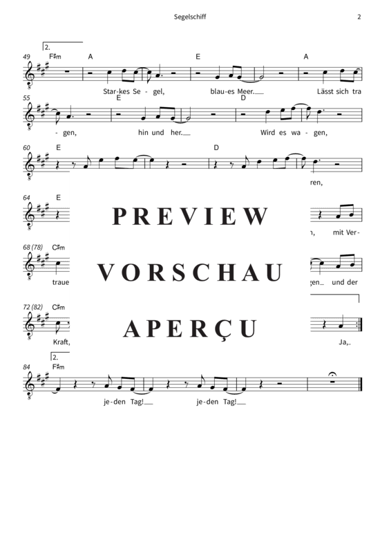 gallery: Segelschiff, Yvaine, Vocal and Chords Leadsheet