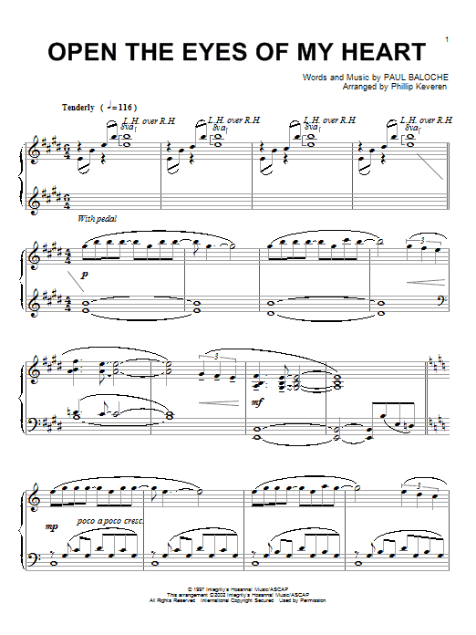 Produktgalerie: Seite 1 von 1 Open The Eyes Of My Heart (arr. Phillip Keveren), Paul Baloche, Klavier