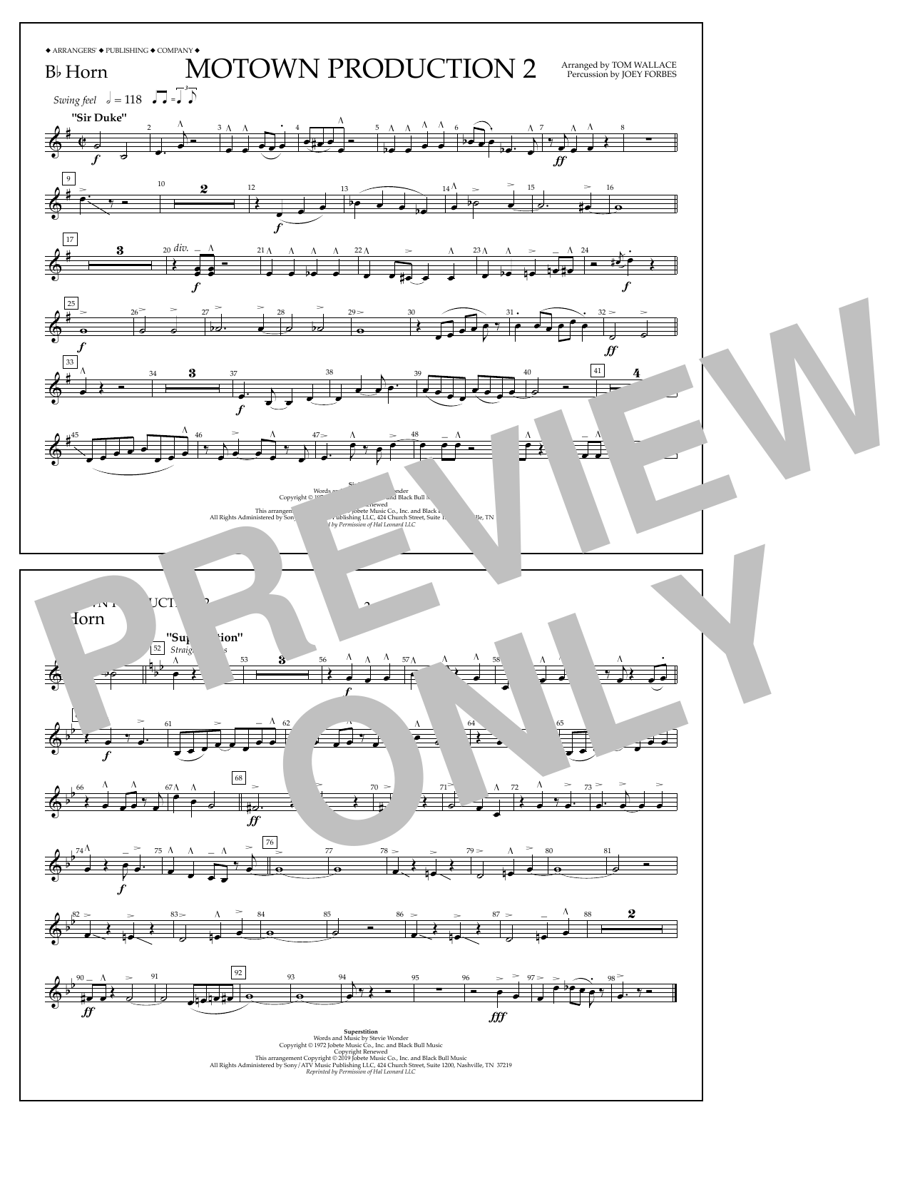 Produktbild zu: Motown Production 2 (arr. Tom Wallace) - Bb Horn