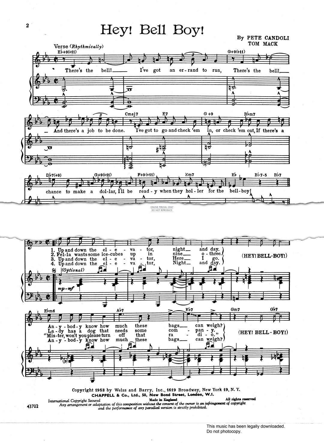 Product gallery: Page 1 of 1 Hey! Bell Boy!, Pete Candoli