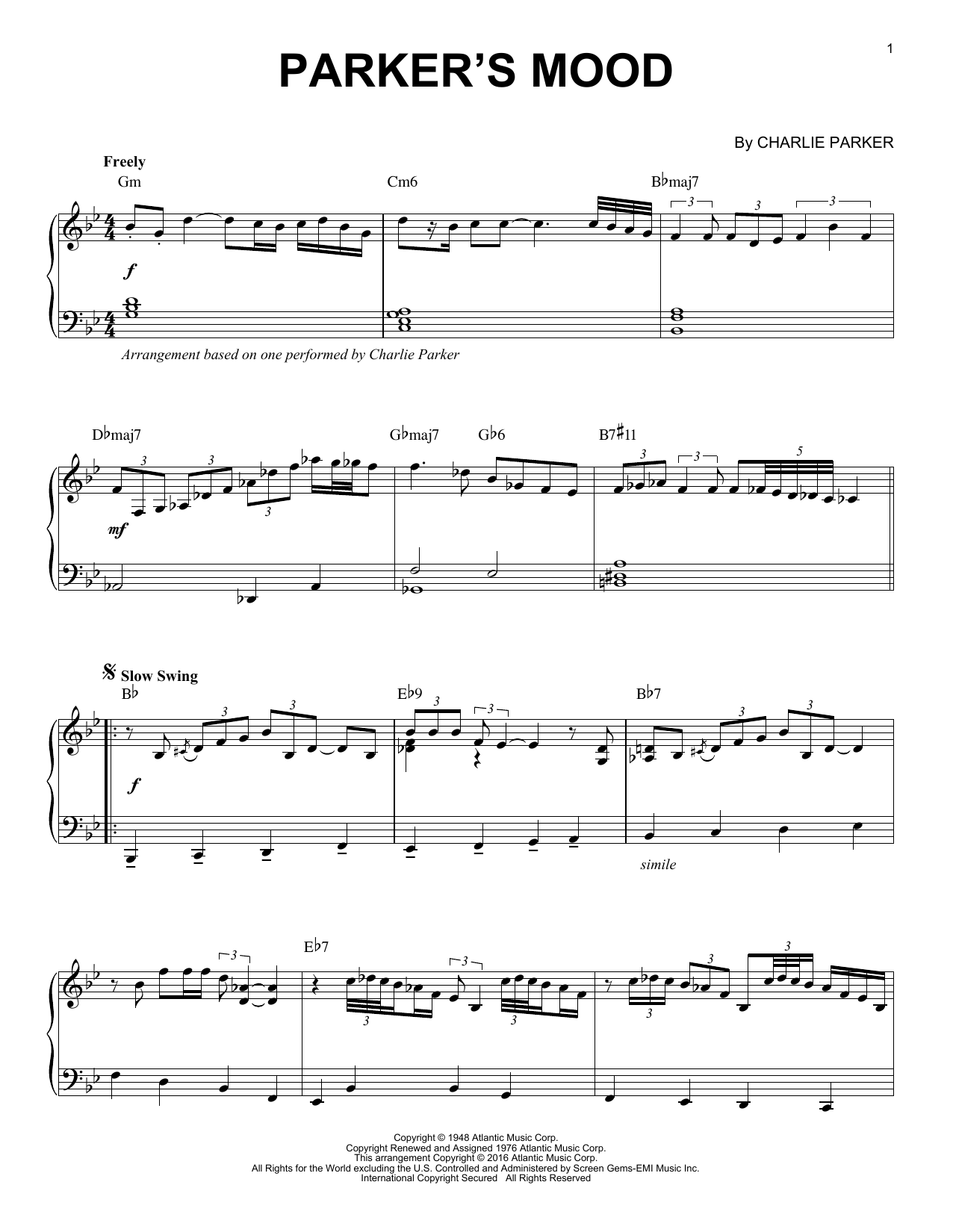 Produktbild zu: Parker's Mood (arr. Brent Edstrom)