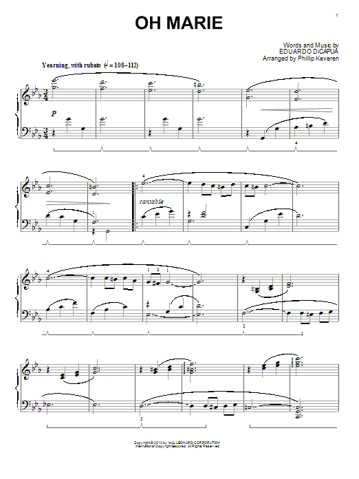 Product gallery: Page 1 of 1 Oh Marie (arr. Phillip Keveren), Eduardo di Capua
