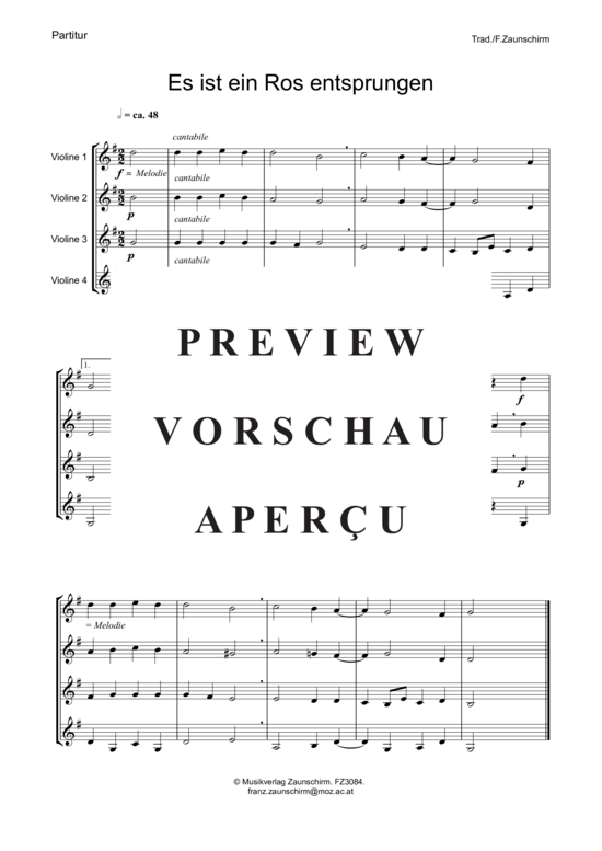 Product gallery: Page 2 of 6 Es ist ein Ros entsprungen , , (violin quartet)