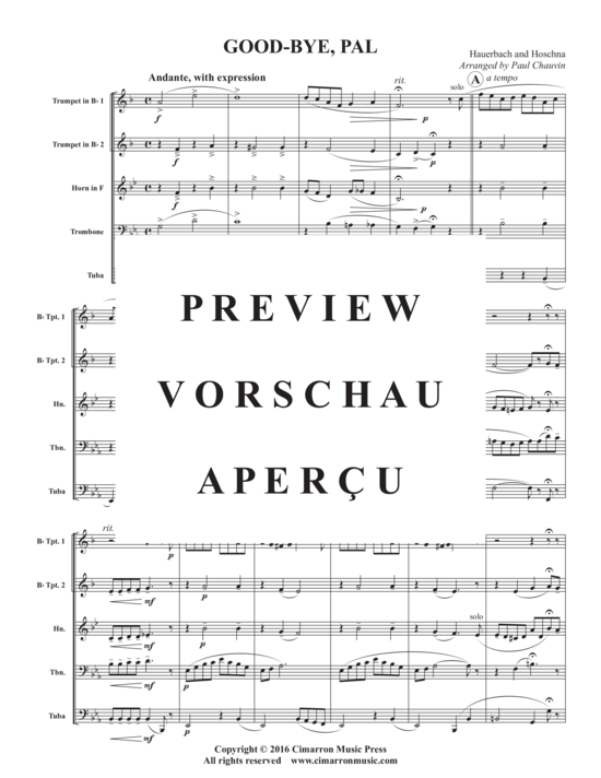 Produktgalerie: Seite 3 von 9 Good-bye, Pal , , (Blechbläserquintett)
