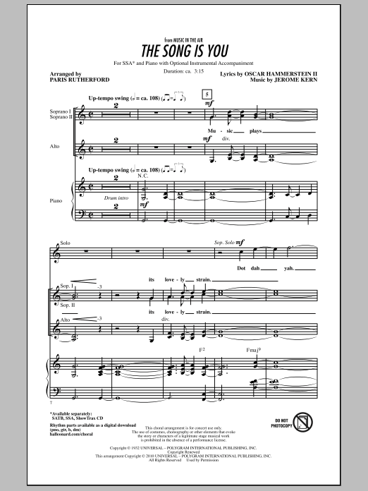 Product gallery: Page 1 of 1 The Song Is You, Paris Rutherford