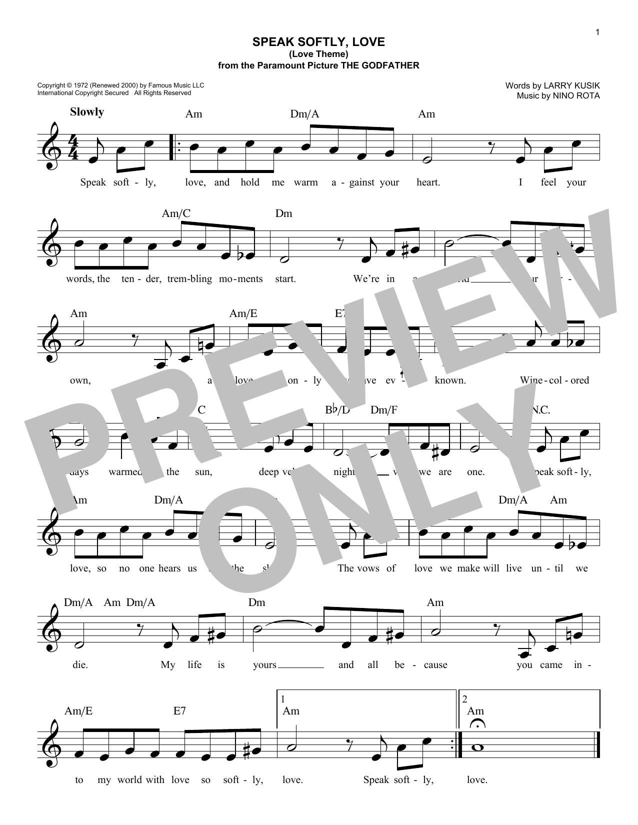 Produktbild zu: Speak Softly, Love (Love Theme)