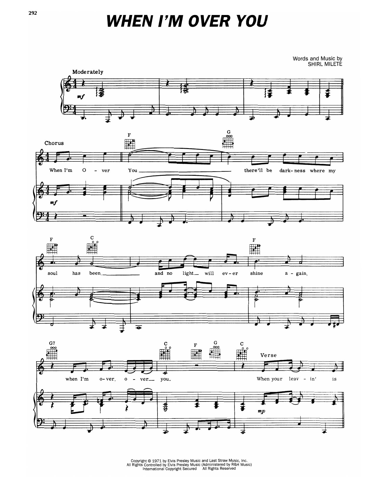 Produktgalerie: Seite 1 von 1 When I'm Over You, Elvis Presley, Gesang, Gitarre, Klavier