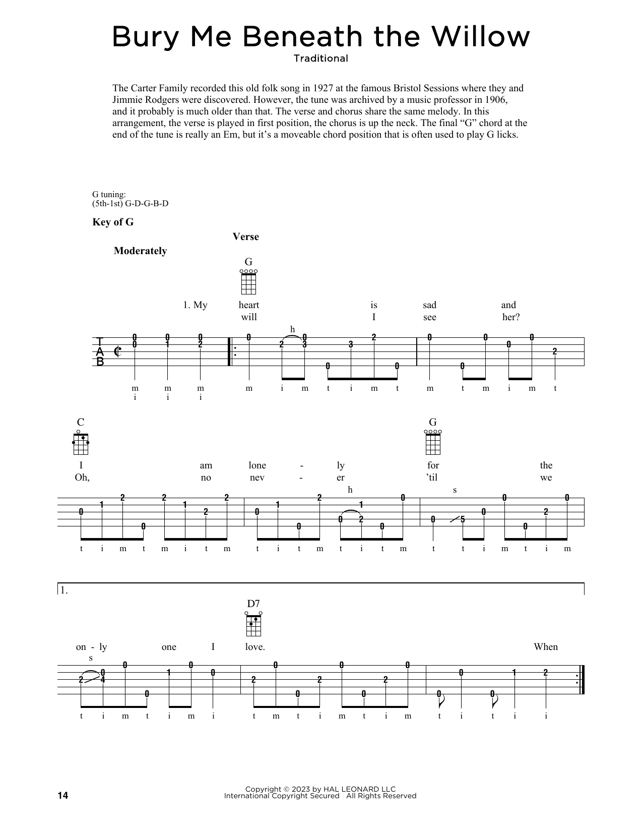 Produktgalerie: Seite 1 von 1 Bury Me Beneath The Willow (arr. Fred Sokolow), Traditional, Banjo