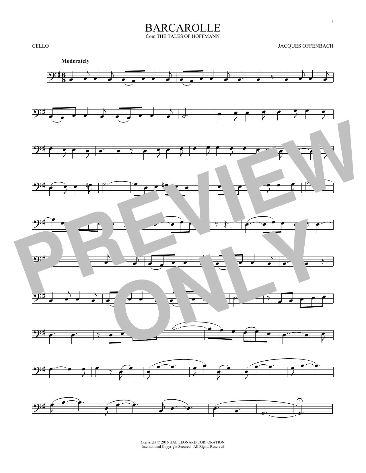 Produktgalerie: Seite 1 von 1 Barcarolle, Jacques Offenbach, Violoncello