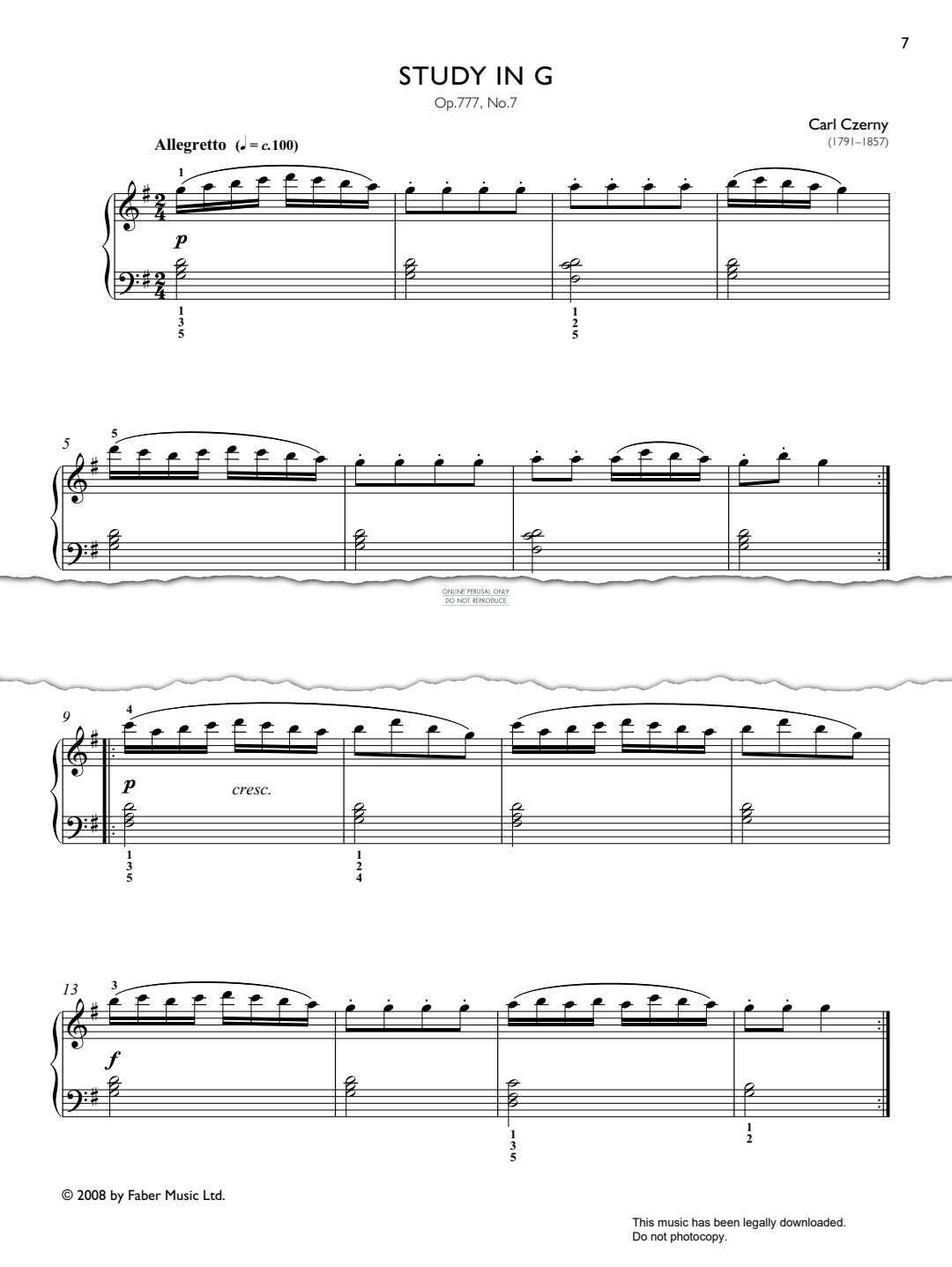 Produktbild zu: Study in G Op. 777, No.7 (from Real Repertoire Studies Grades 2-4)