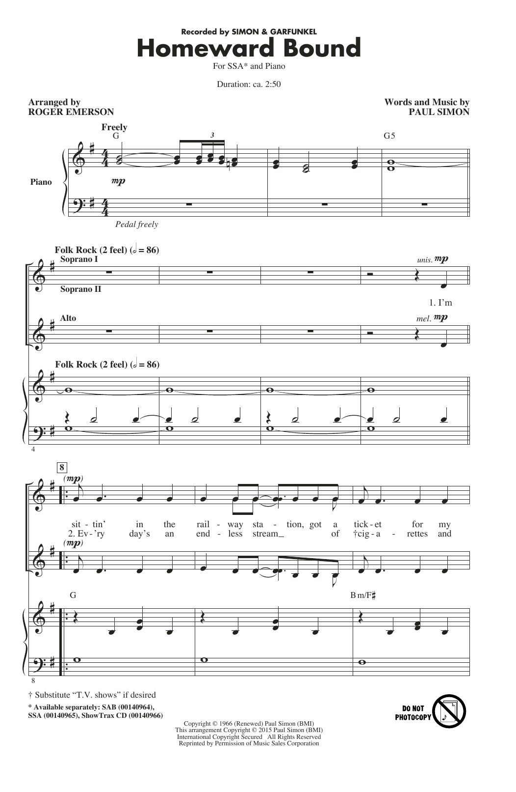 Produktgalerie: Seite 1 von 1 Homeward Bound, Roger Emerson, Chor