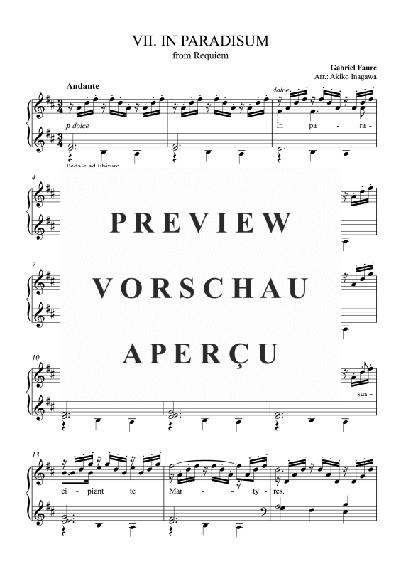 Product gallery: Page 2 of 5 Requiem - VII. In Paradisum, Inagawa, Akiko, Solo Piano