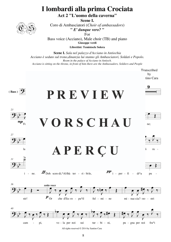 Produktgalerie: Seite 9 von 11 I Lombardi - (Act 2-I) E' dunque vero, , Männerchor TBB und Klavier