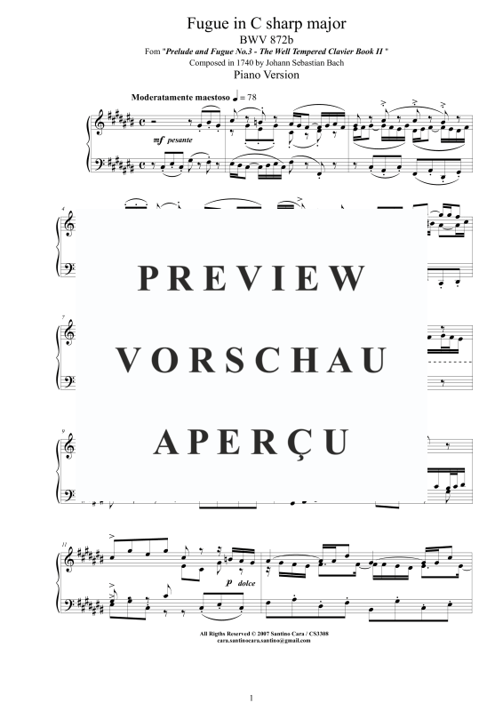 Produktgalerie: Seite 2 von 5 Fuge in Cis-Dur BWV 872b - Piano Version, , Klavier Solo