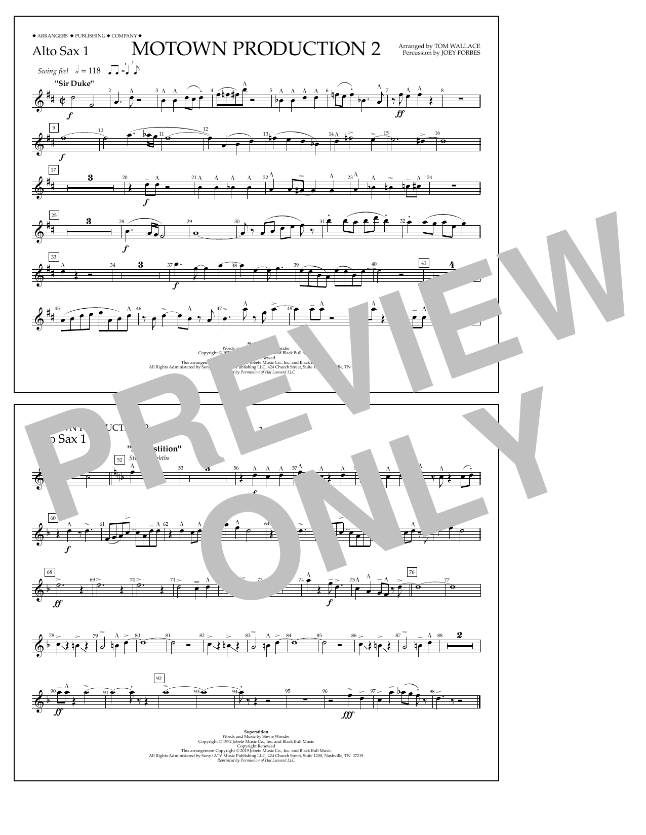 Produktbild zu: Motown Production 2 (arr. Tom Wallace) - Alto Sax 1