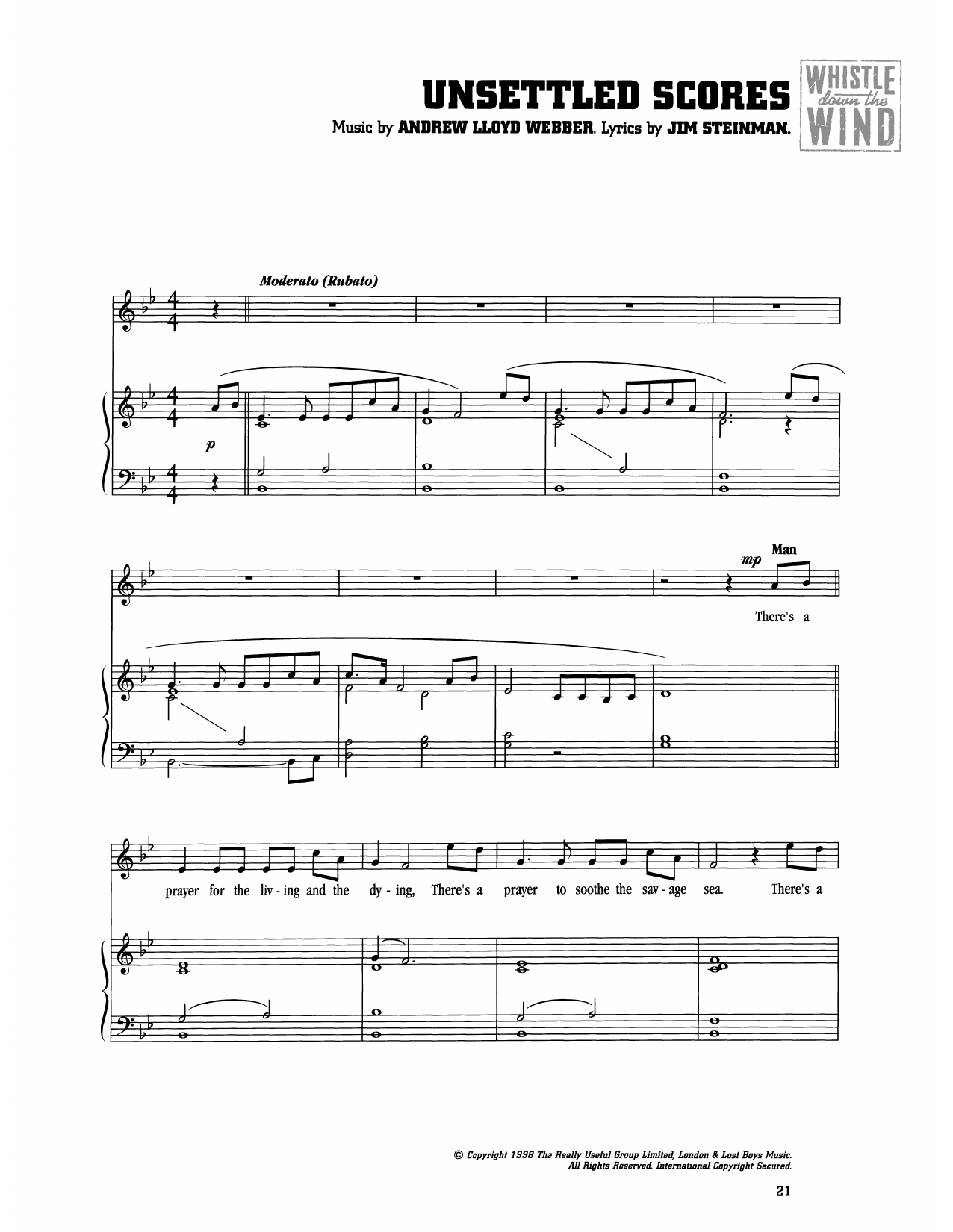 Product picture to:  Unsettled Scores (from Whistle Down The Wind) - Andrew Lloyd Webber