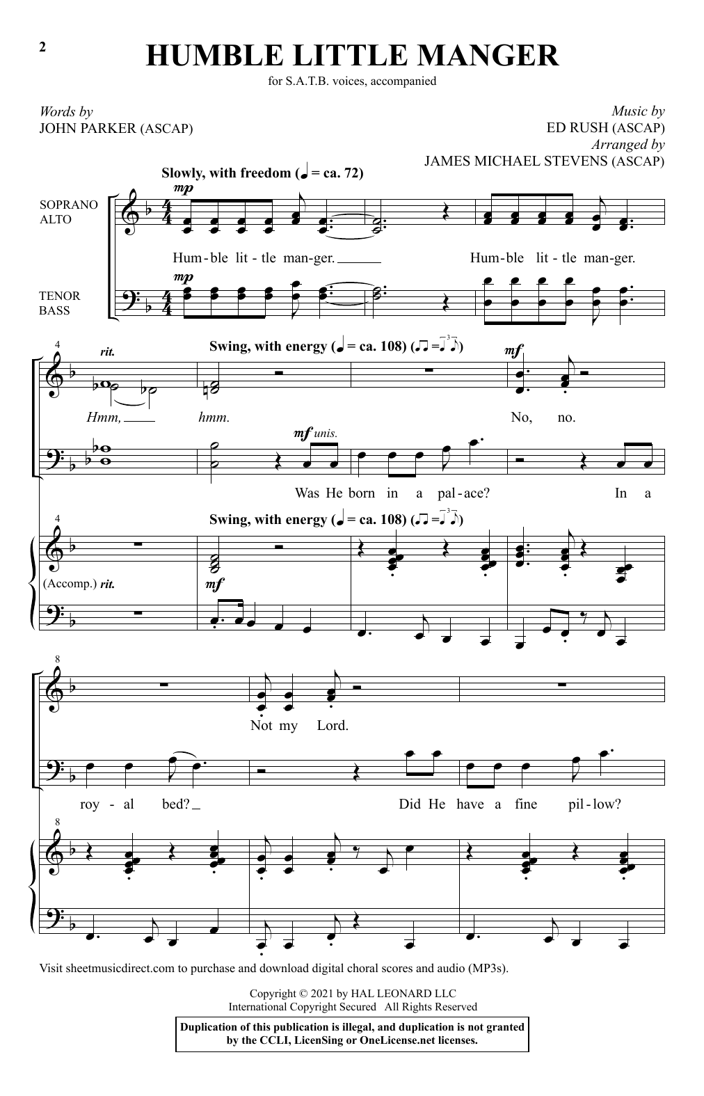 Product picture to: Humble Little Manger (arr. James Michael Stevens)