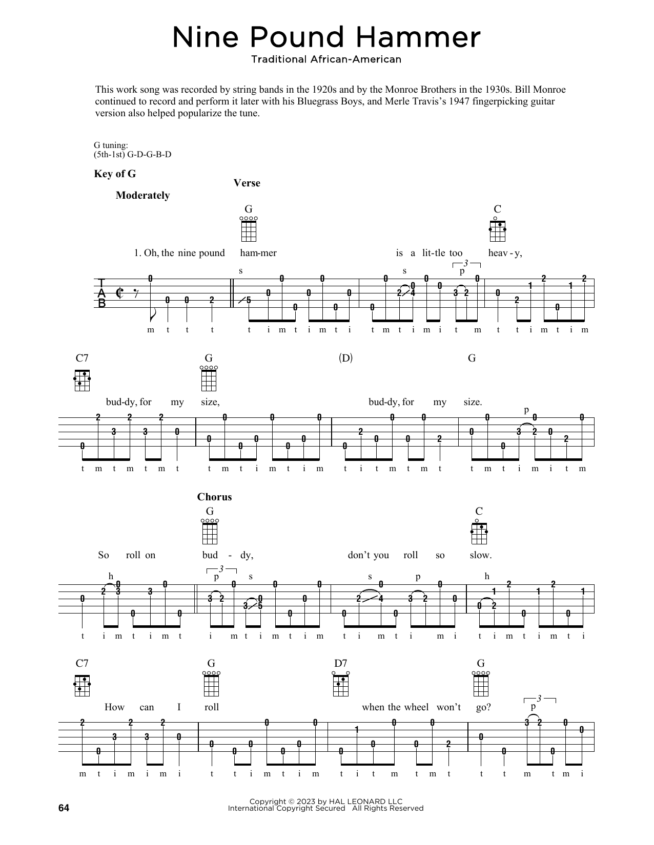 Product gallery: Page 1 of 1 Nine Pound Hammer (arr. Fred Sokolow), Traditional African-American