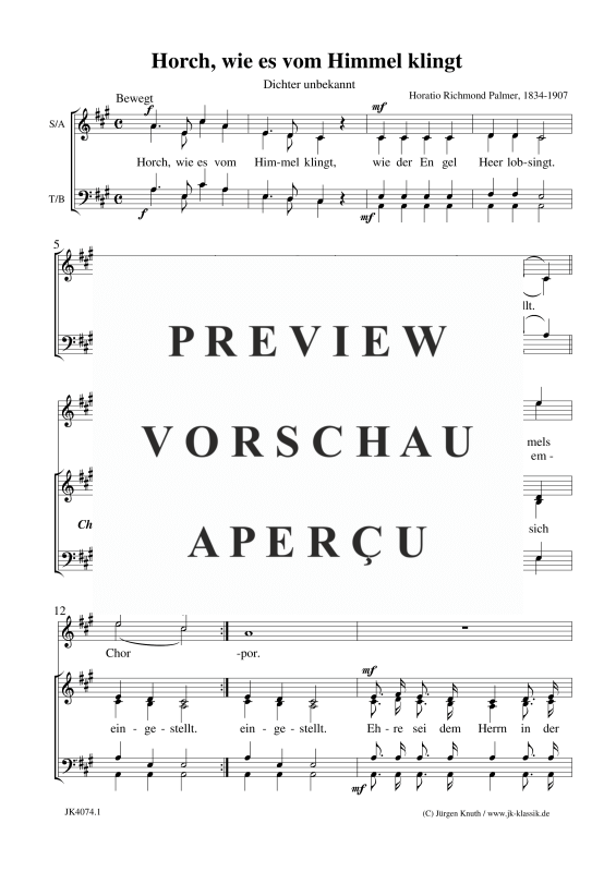 gallery: Horch, wie es vom Himmel klingt, , (Gemischter Chor)