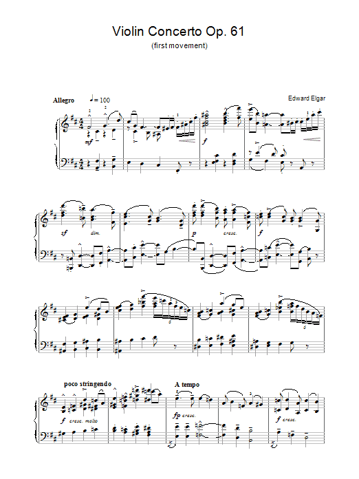 Product gallery: Page 1 of 1 Violin Concerto Op.61 (first movement), Edward Elgar