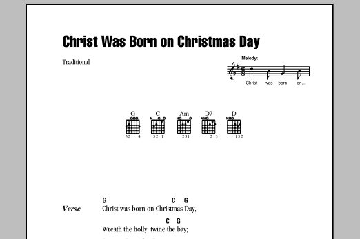 Produktgalerie: Seite 1 von 1 Christ Was Born On Christmas Day, Traditional, Gitarre