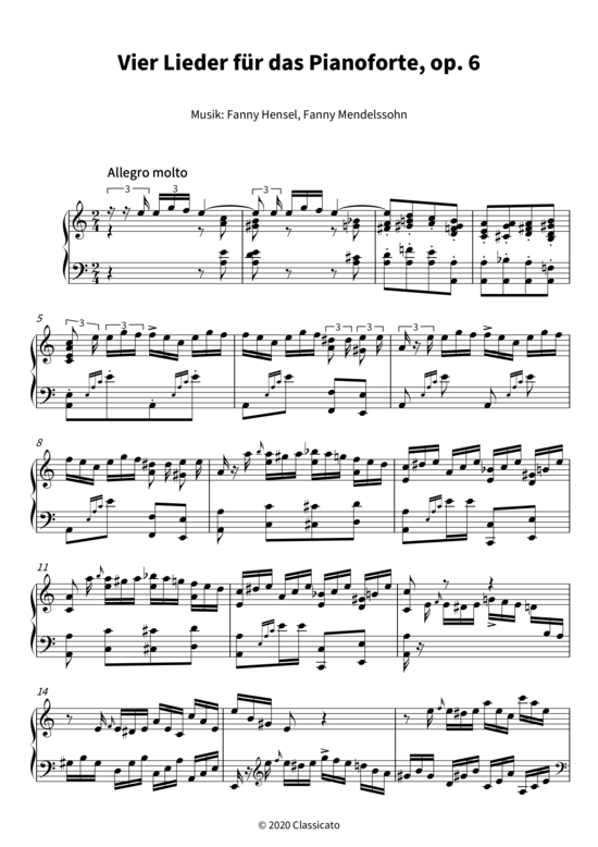 Product picture to: Vier Lieder für das Pianoforte, op. 6 Fanny Mendelssohn, Fanny Hensel