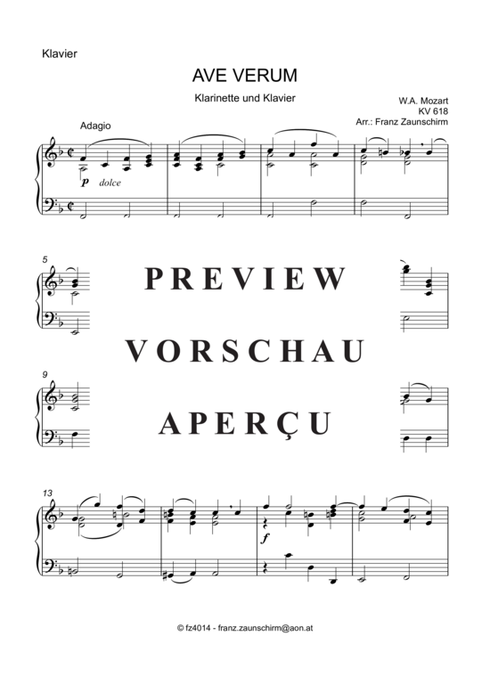 Product gallery: Page 6 of 8 Ave verum , , (clarinet in Bb + piano)