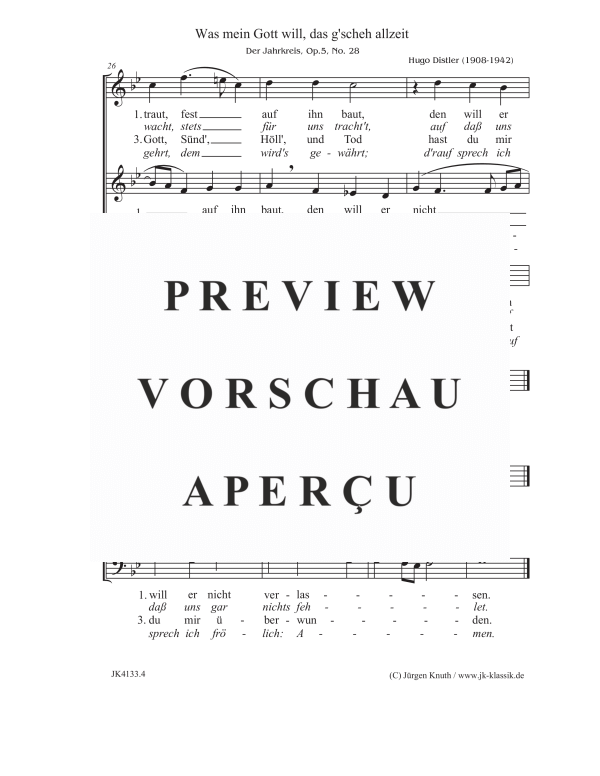 gallery: Was mein Gott will, das g´scheh allzeit (Der Jahrkreis, Op.5, Nr. 28), , Gemischter Chor 3-stimmig SAM