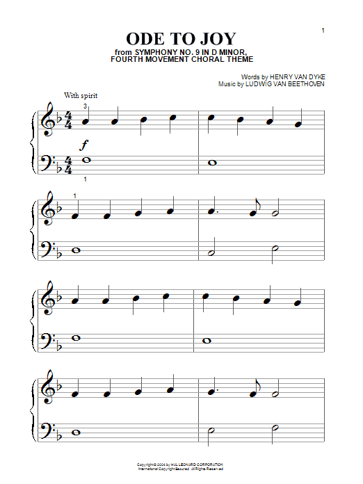 Produktgalerie: Seite 1 von 1 Ode To Joy, Ludwig Van Beethoven, Klavier