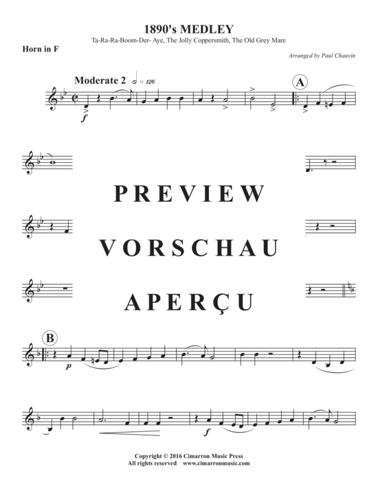 Produktgalerie: Seite 7 von 12 1890´s Medley , , (Blechbläser Trio für Trompete in B, Horn in F oder Posaune + Tuba)