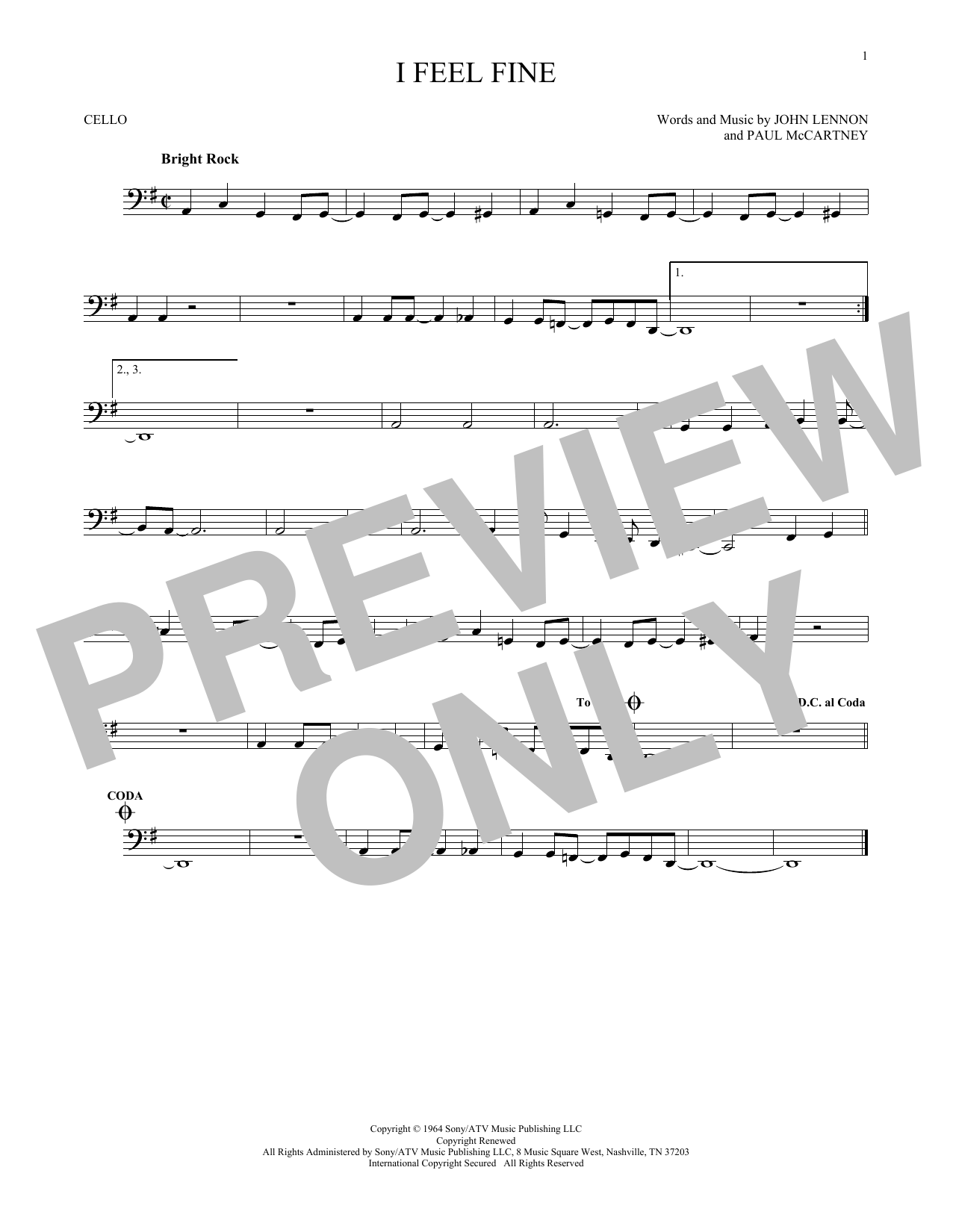 Produktgalerie: Seite 1 von 1 I Feel Fine, The Beatles, Violoncello