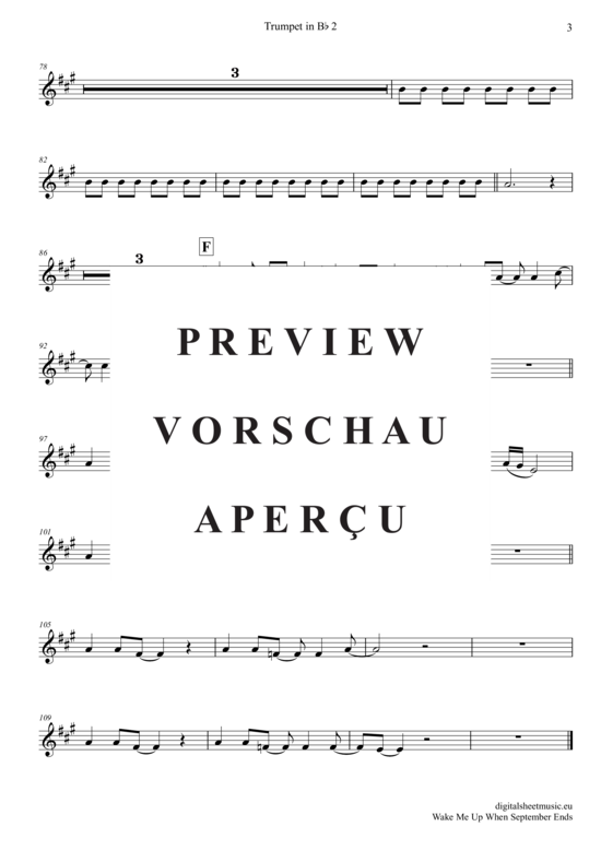 Produktgalerie: Seite 14 von 21 Wake Me Up When September Ends , Green Day, (Trompeten Trio + Klavier)