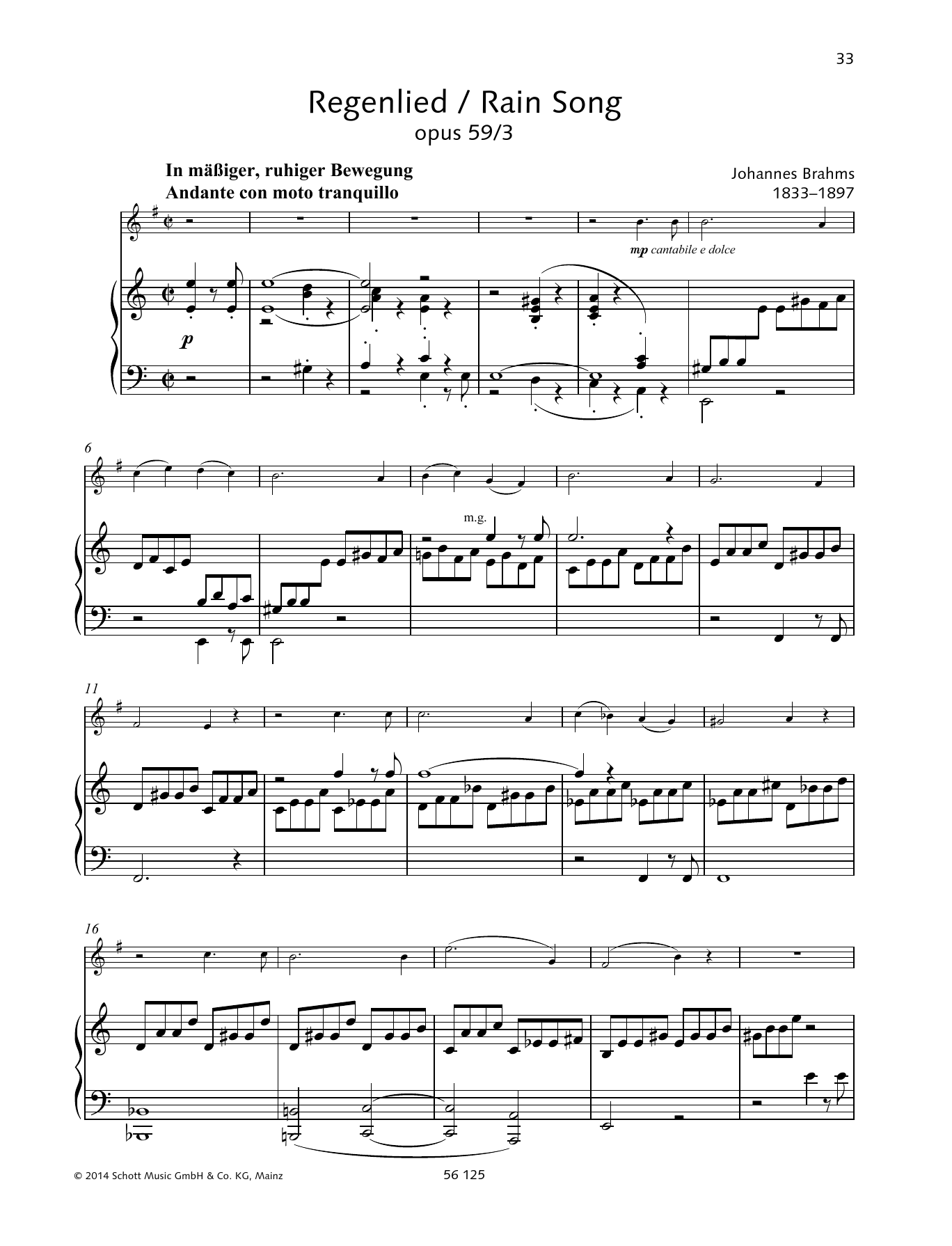 Produktgalerie: Seite 1 von 1 Regenlied, Johannes Brahms