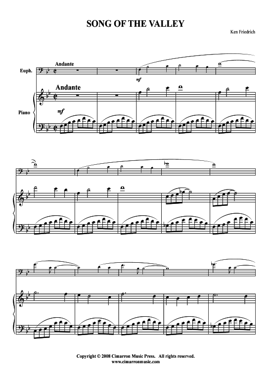 Product picture to: Song of the Valley Kenneth Friedrich