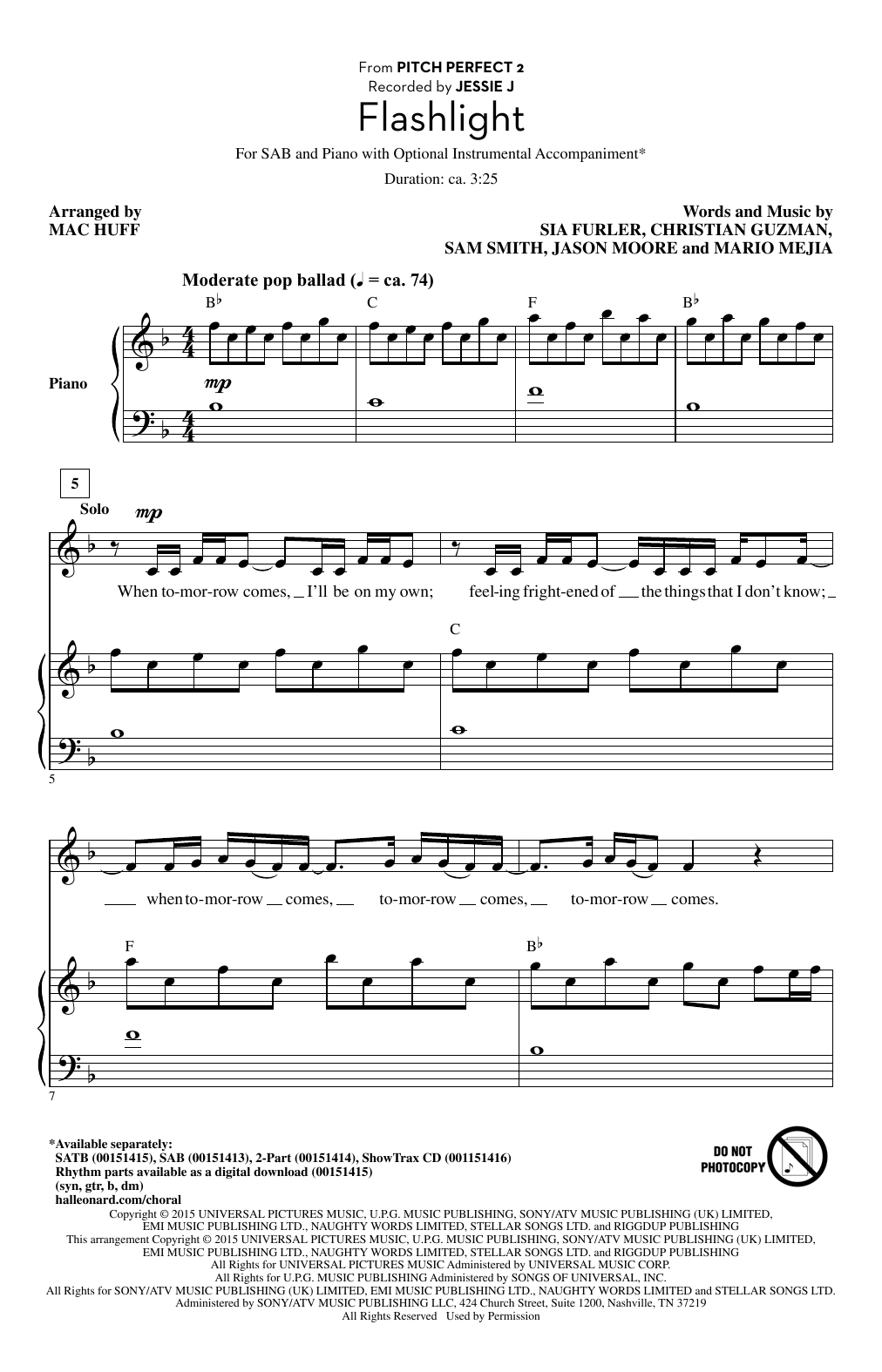 Produktgalerie: Seite 1 von 1 Flashlight (arr. Mac Huff), Jessie J, Chor