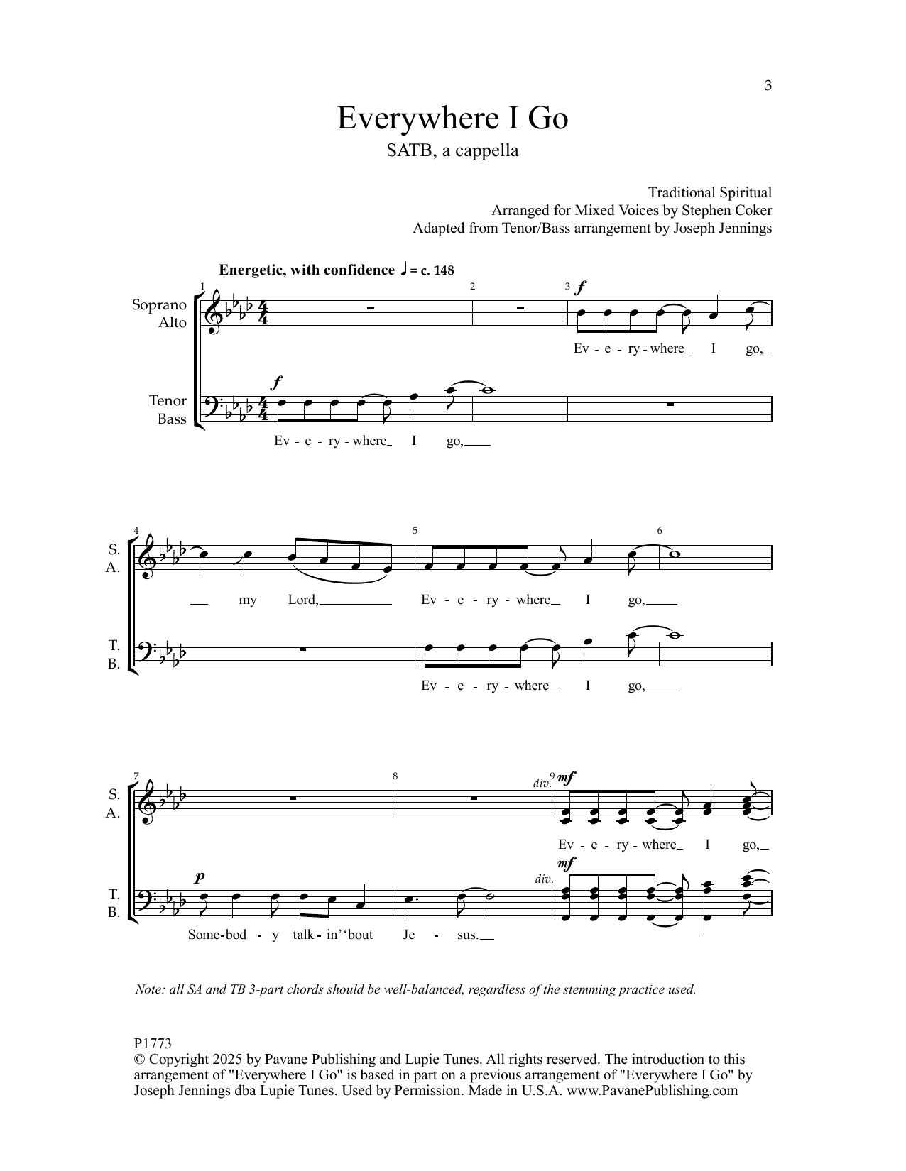 Product picture to: Everywhere I Go (arr. Stephen Coker)