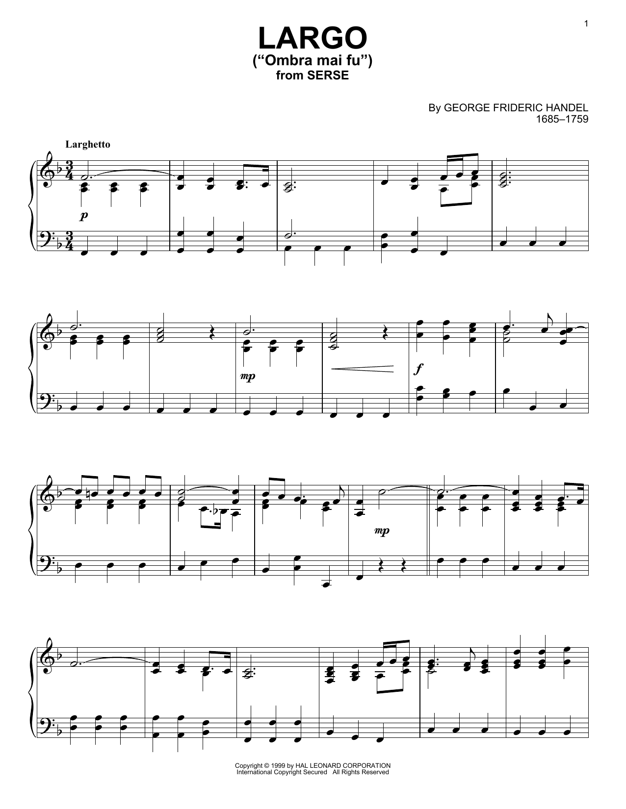 Produktbild zu:  Largo - George Frideric Handel