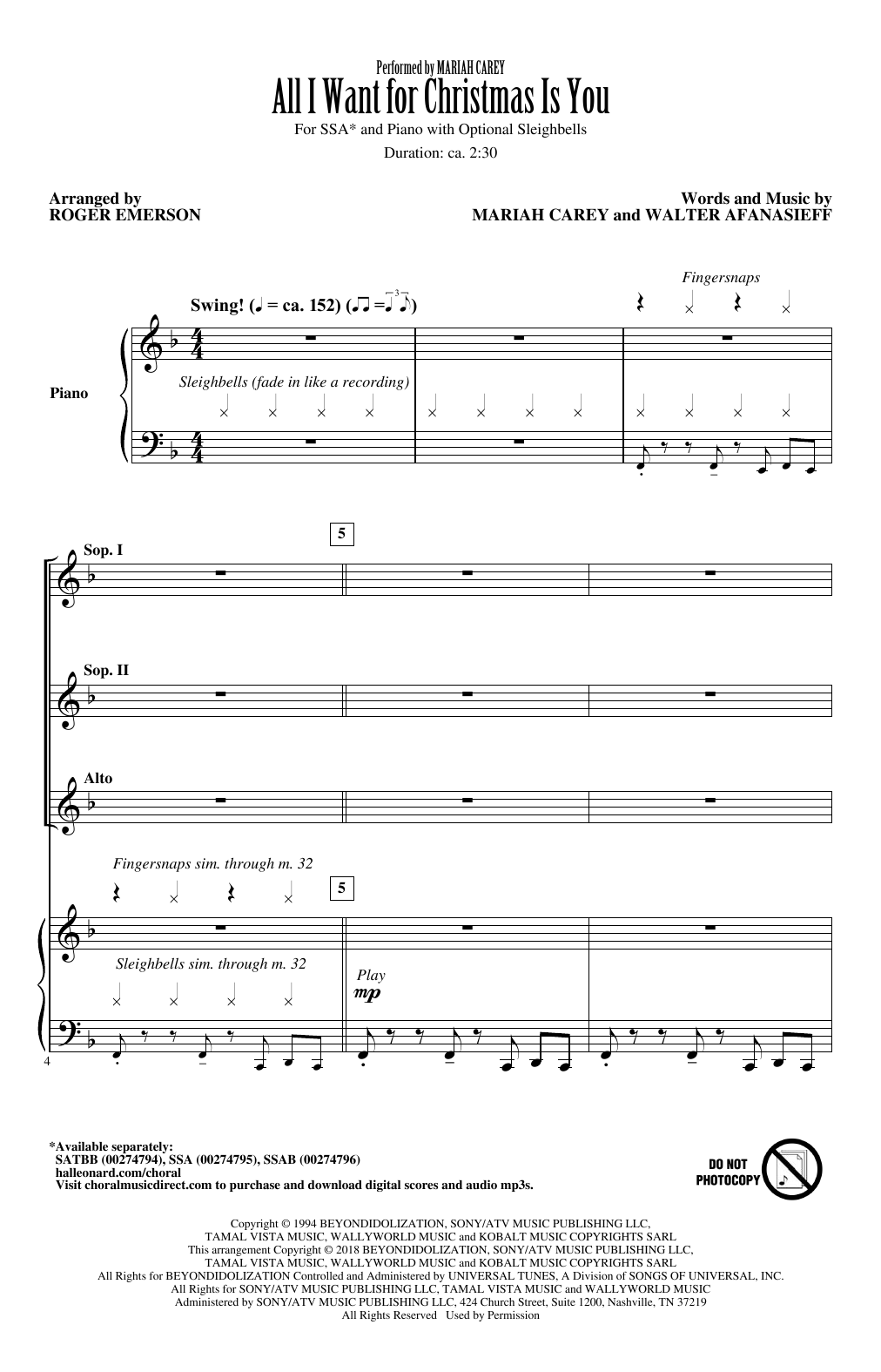 Produktgalerie: Seite 1 von 1 All I Want For Christmas Is You (arr. Roger Emerson), Mariah Carey, Chor