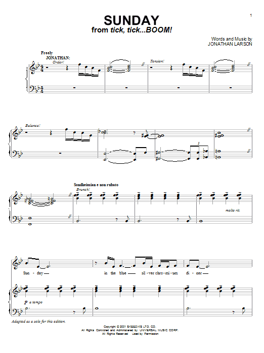 Produktbild zu: Sunday (from tick, tick... BOOM!)