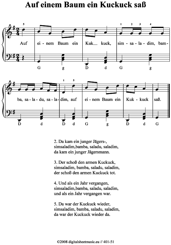 Product picture to: Auf einem Baum ein Kuckuck saß Volksweise