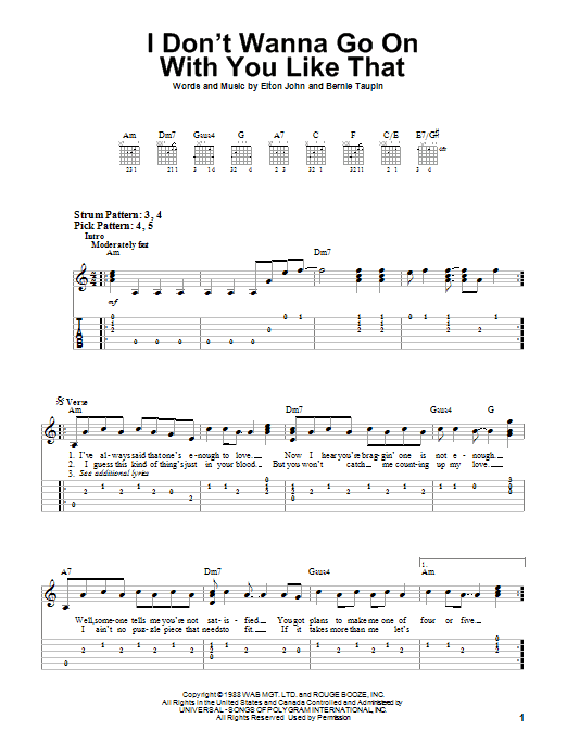Product gallery: Page 1 of 1 I Don't Wanna Go On With You Like That, Elton John