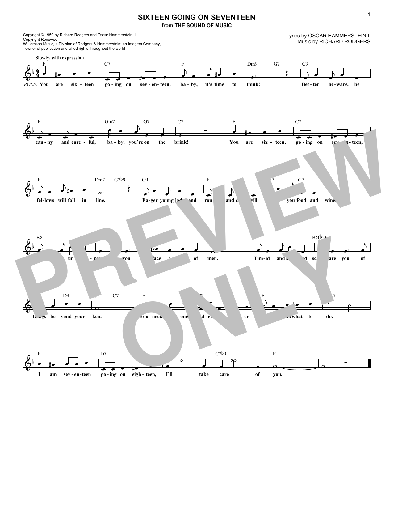 Product picture to:  Sixteen Going On Seventeen (from The Sound of Music) - Rodgers & Hammerstein