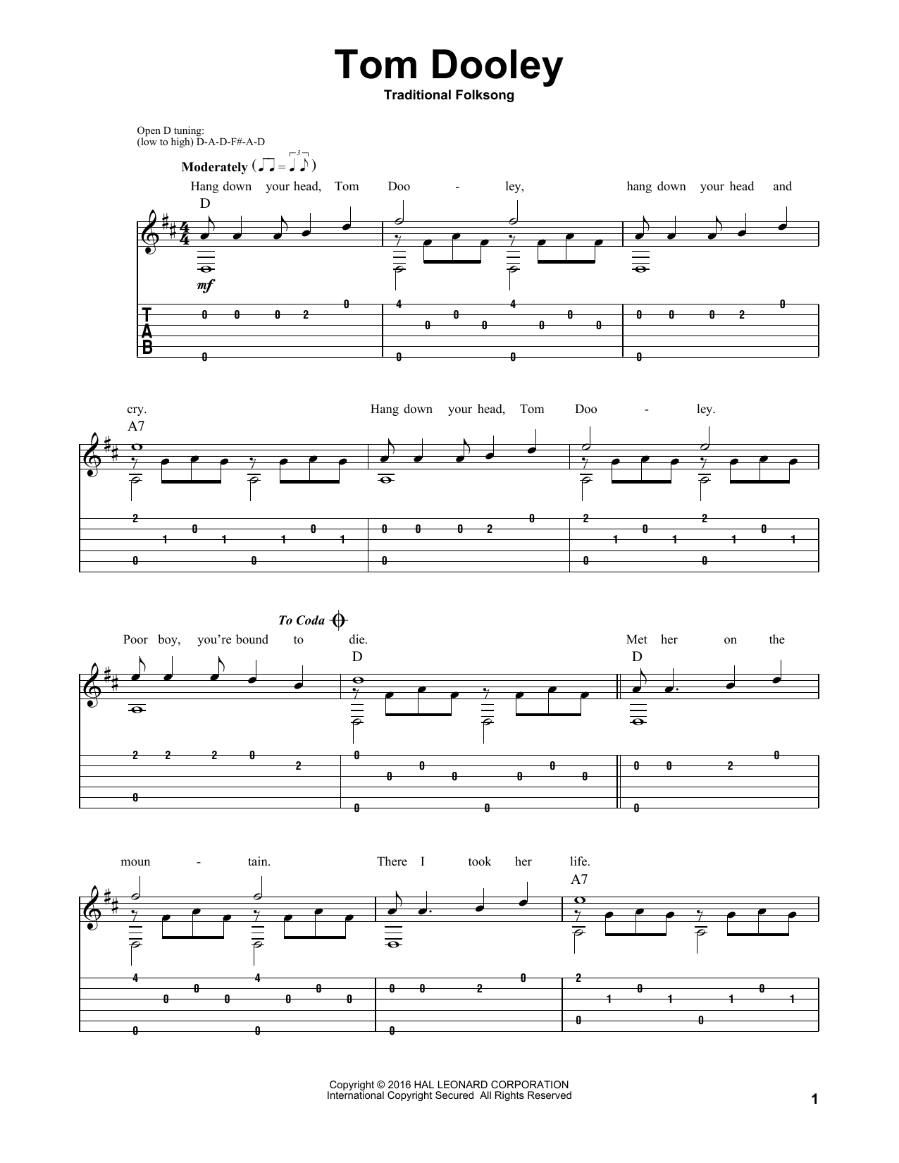 Produktgalerie: Seite 1 von 1 Tom Dooley (arr. Mark Phillips), Traditional, Gitarre