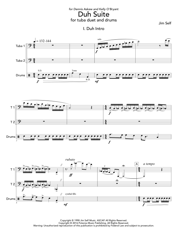 Product gallery: Page 1 of 11 Duh Suite, , (Duet 2x tuba and drum set)