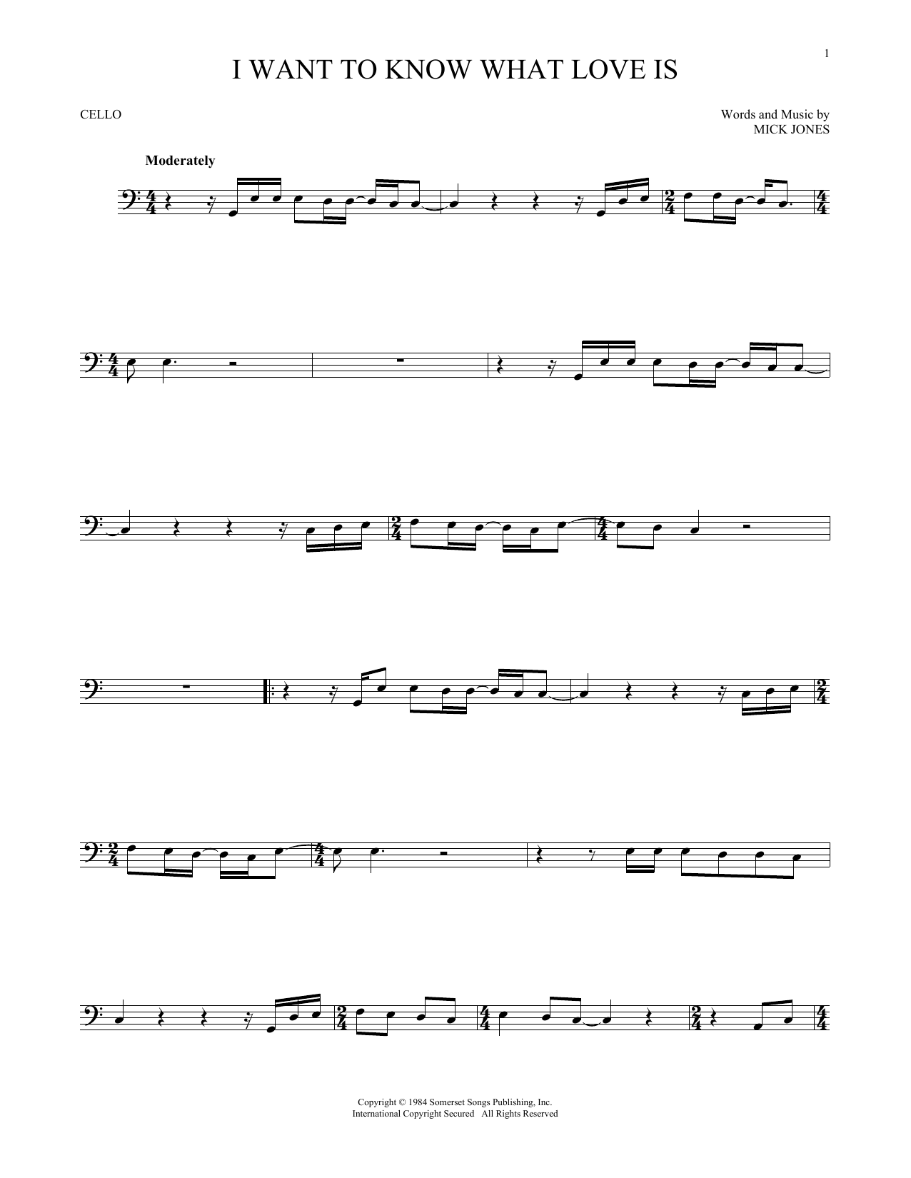 Produktgalerie: Seite 1 von 1 I Want To Know What Love Is, Foreigner, Violoncello