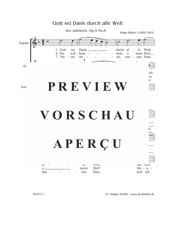 gallery: Gott sei Dank durch alle Welt (Der Jahrkreis, Op.5 No.8), , (Gemischter Chor)