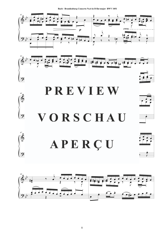 Product gallery: Page 9 of 11 Brandenburg Concerto No. 6 in B flat major BWV 1051, , Solo Piano