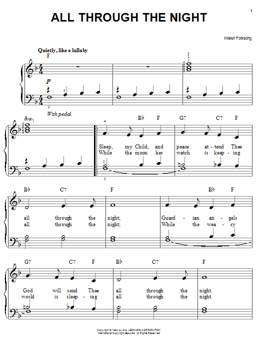 Produktbild zu:  All Through The Night - Welsh Folksong